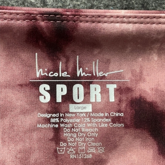 NICOLE MILLER SPORT MAROON TIE DYE CAPRI ATHLETIC LEGGINGS - Picture 3 of 5